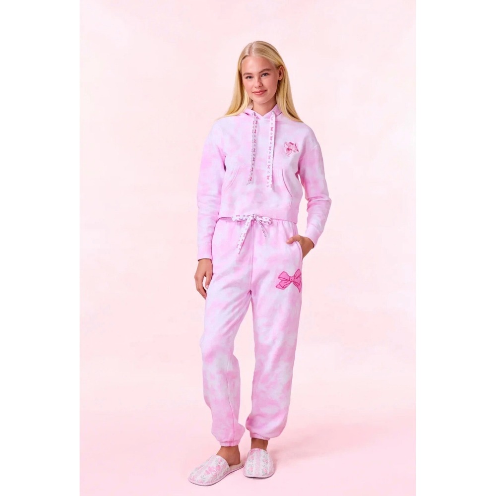 Roller Rabbit x LoveShackFancy Pink Tie Dye Hoodie and Joggers Sweatsuit Set NWT